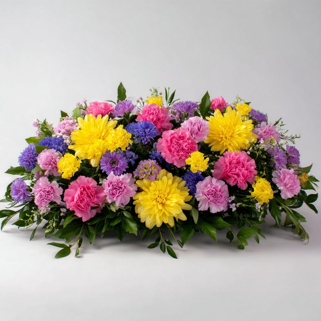 Remembering Joy Casket Spray Flower Arrangement