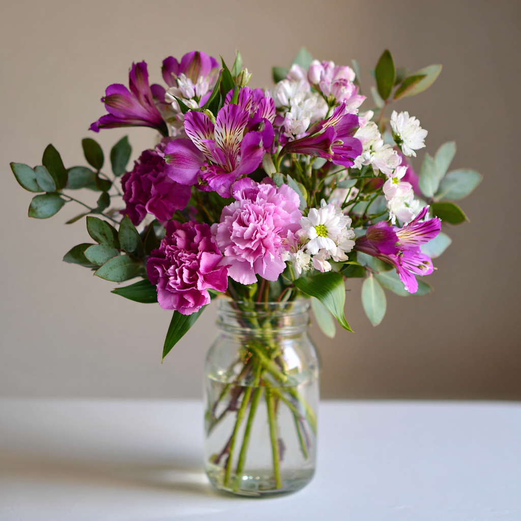 Romantic Mason Jar Flower Arrangement