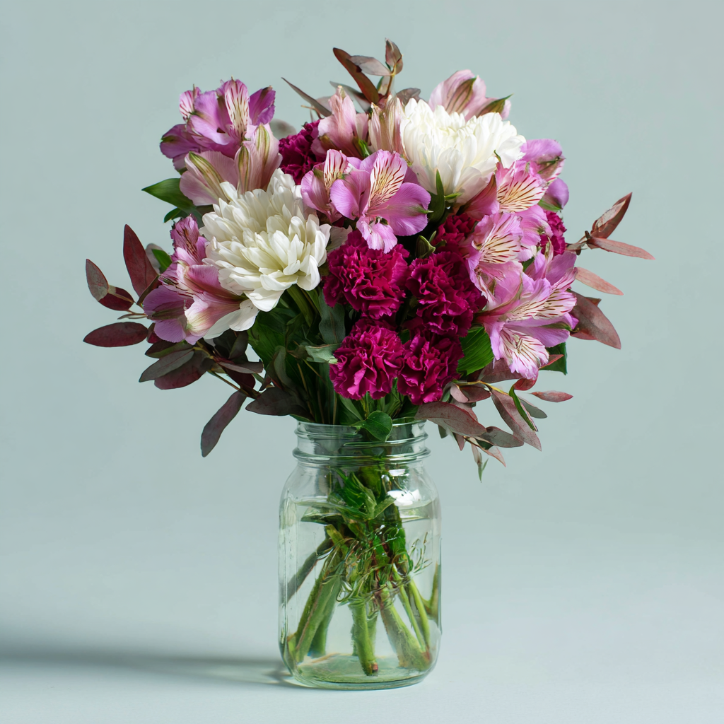 Romantic Mason Jar Flower Arrangement