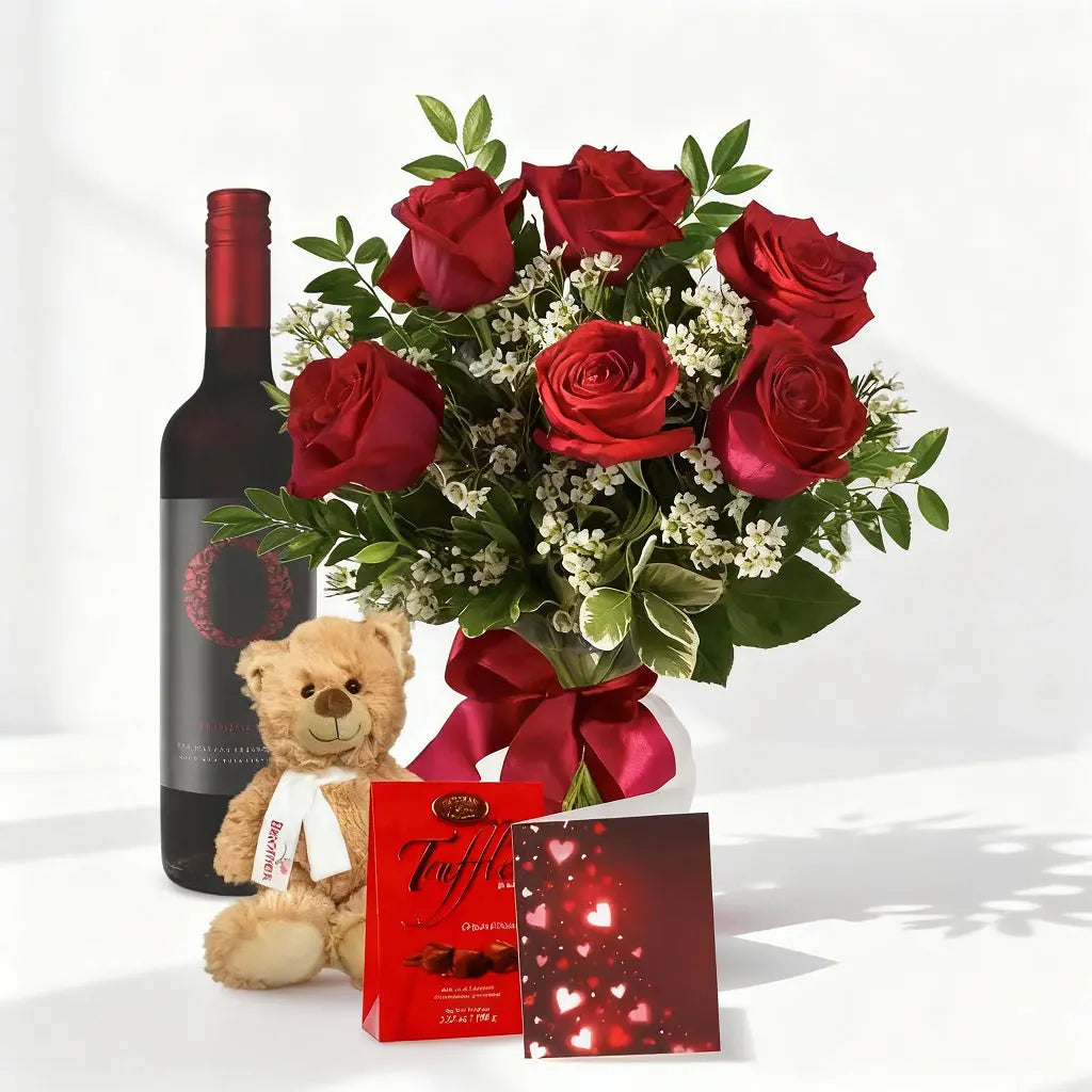 Rose & Wine Gift Basket 2 Send Blooms