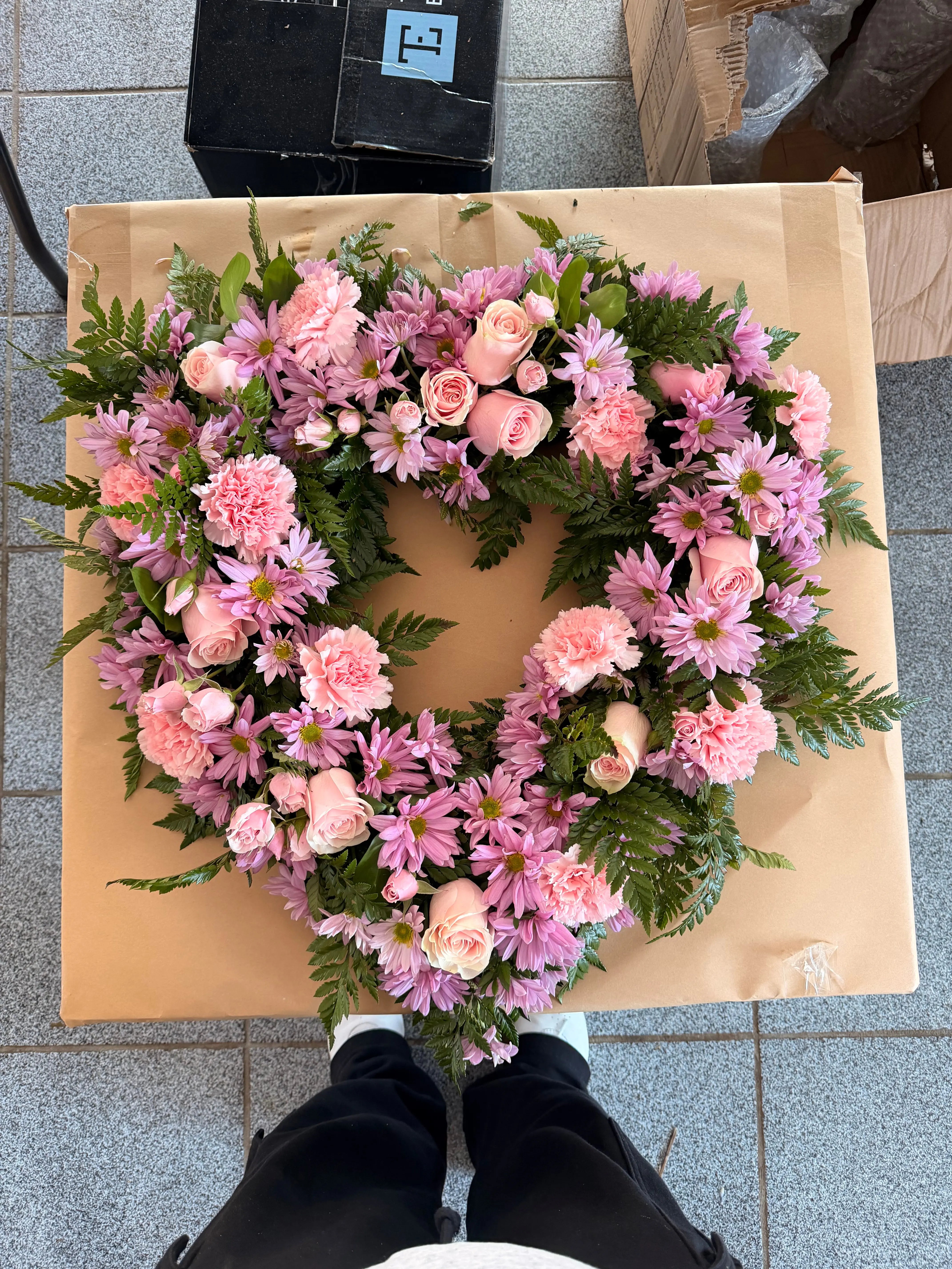 Rosy Memories Pink Floral Wreath Arrangement Send Blooms
