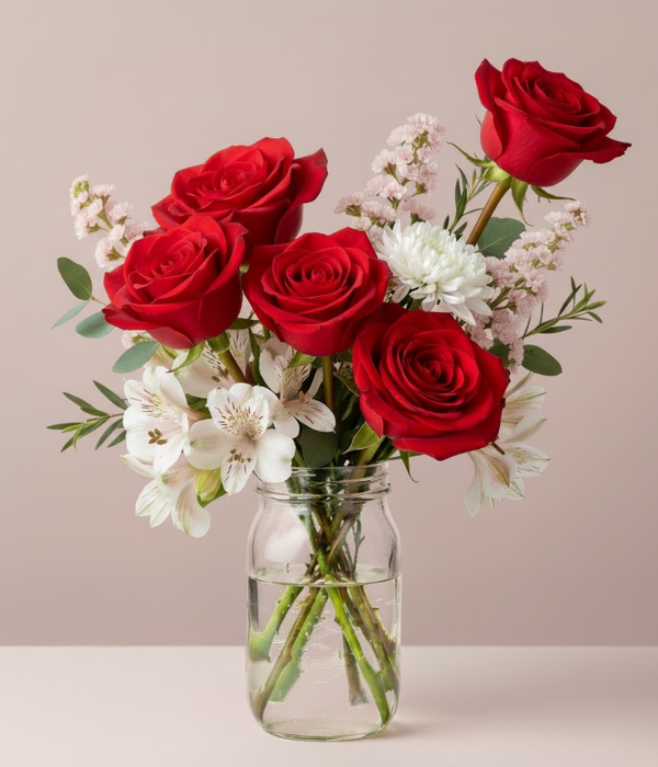 Rosy Christmas in Mason Jar