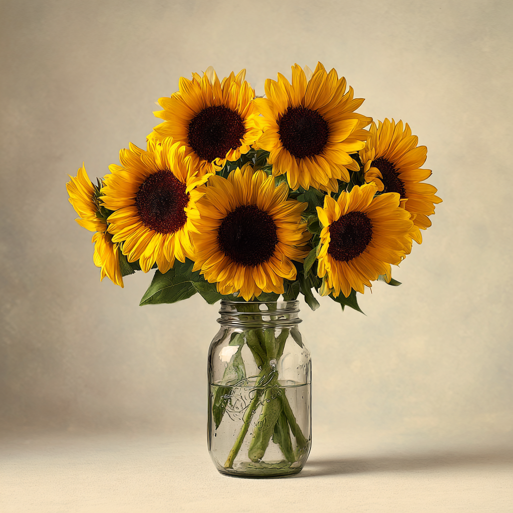 Rustic Sunflower Bouquet in Mason Jar