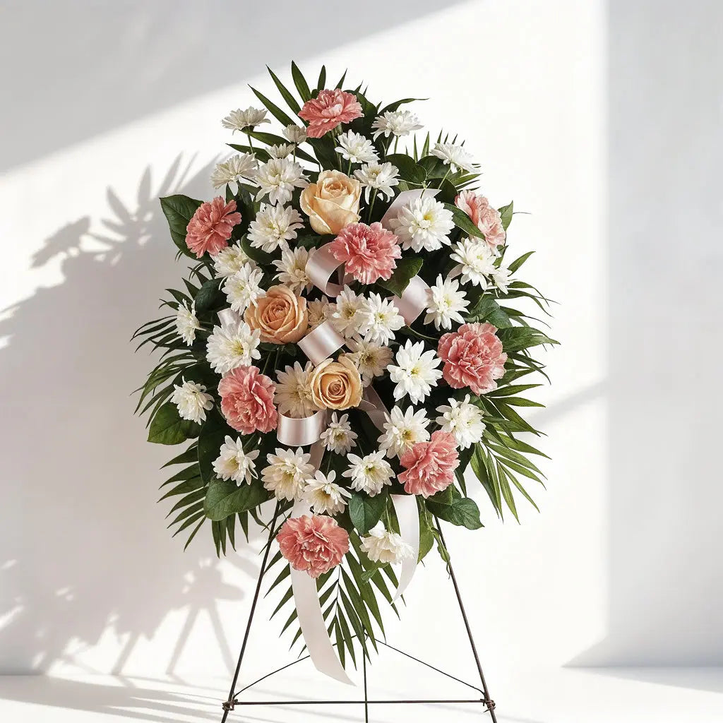 Soft & Loving Standing Spray Arrangement Send Blooms