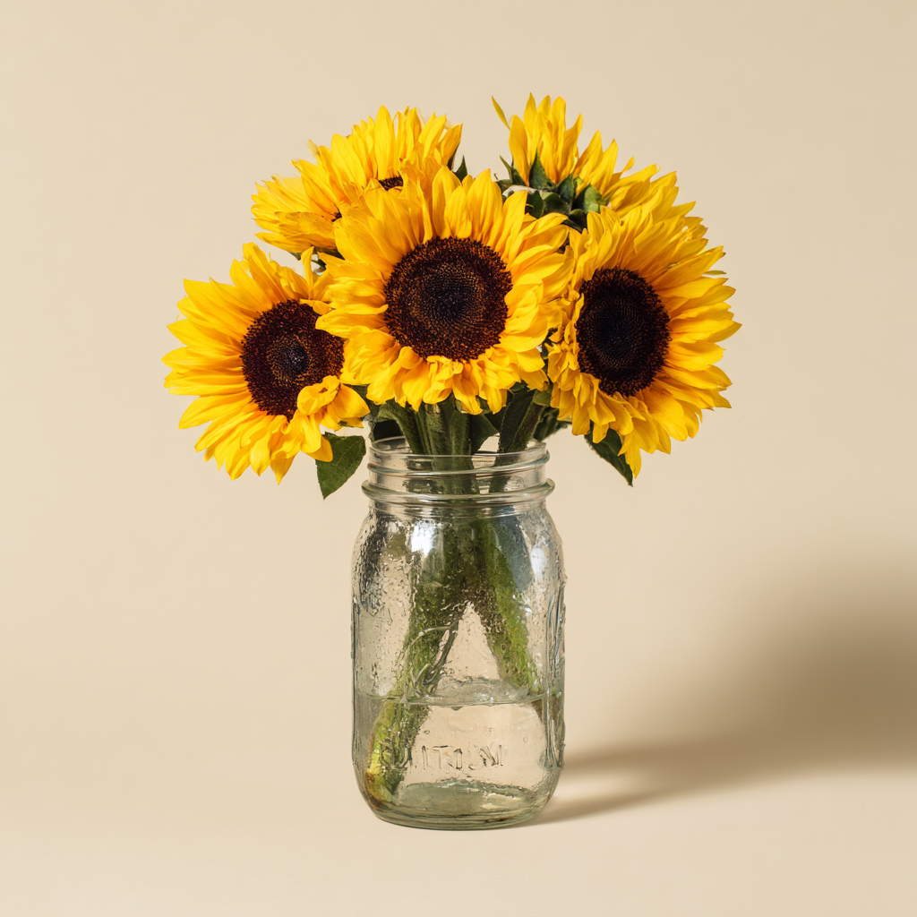 Sunflower Bouquet in Rustic Mason Jar