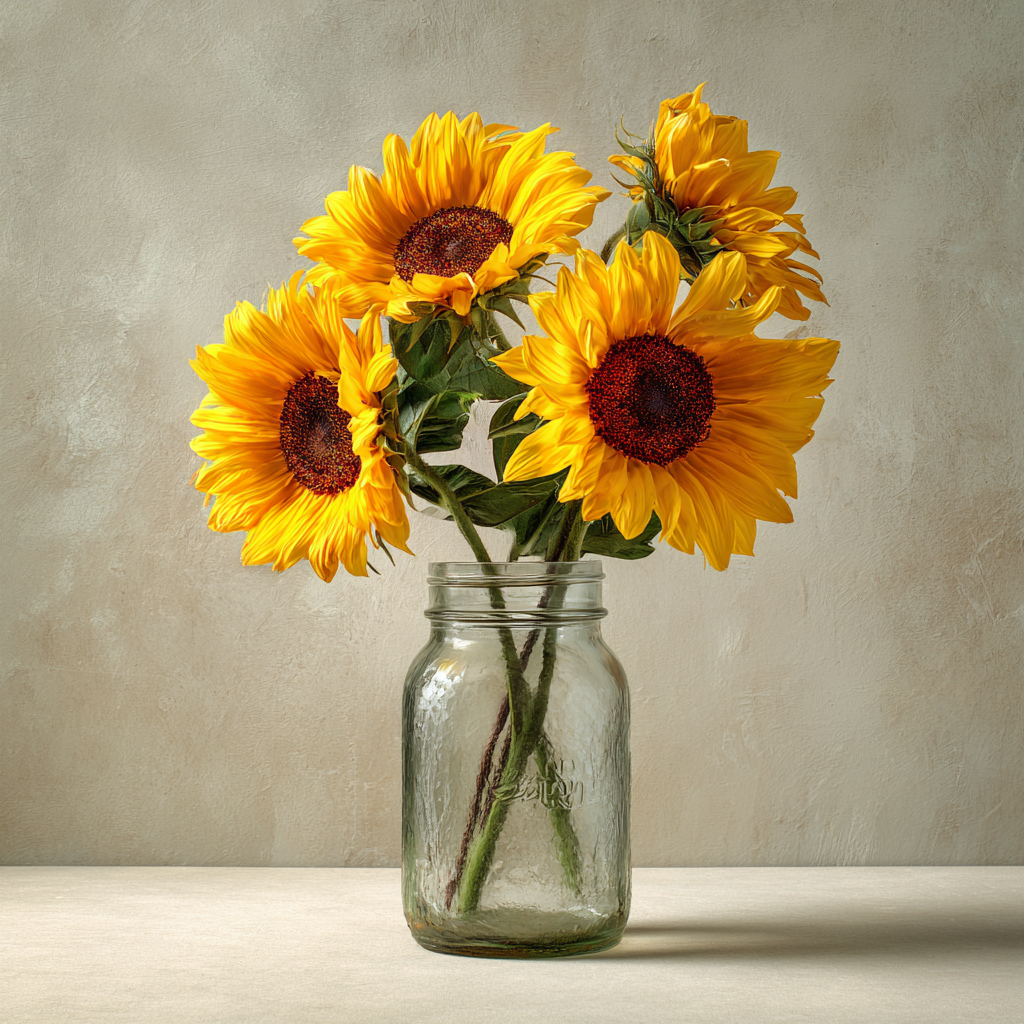 Sunflower Bouquet in Rustic Mason Jar