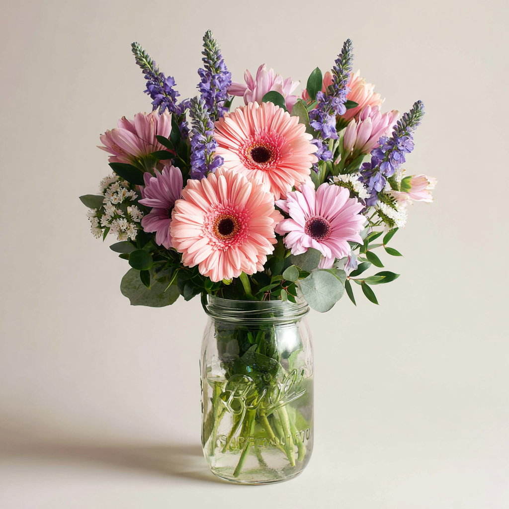 Pink Hues in a Mason Jar