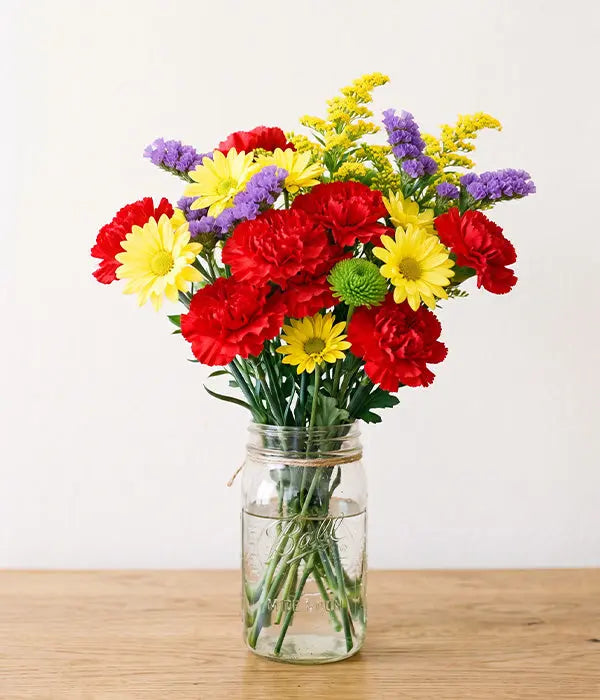 Vibrant Joy Bouquet in Mason Jar Send Blooms