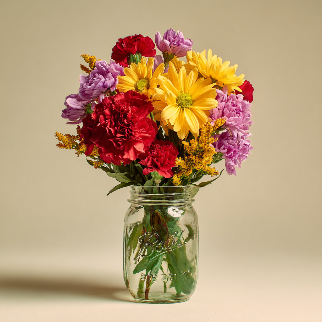 Vibrant Joy Bouquet in Mason Jar