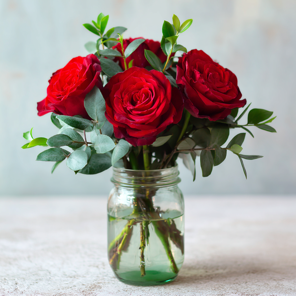 Mason Jar Rose Bouquet