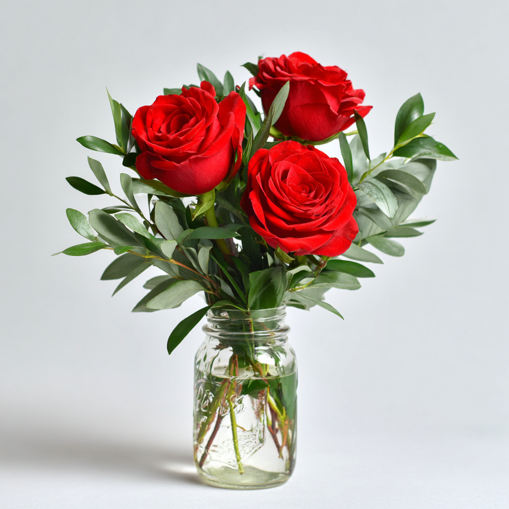 Mason Jar Rose Bouquet
