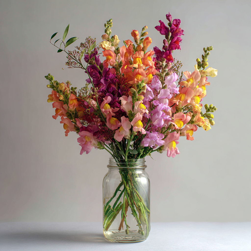 Vibrant Snapdragon Bouquet in Mason Jar
