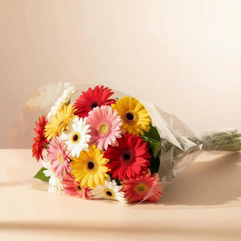 Vibrant Rainbow Gerbera Daisy Flower Bouquet Delivery Send Blooms