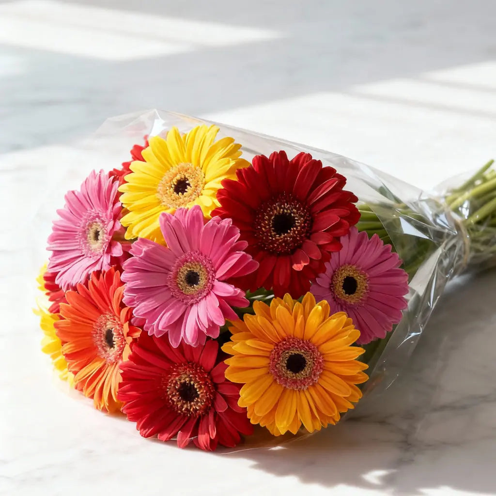 Vibrant Rainbow Gerbera Daisy Flower Bouquet for All Occasions Send Blooms