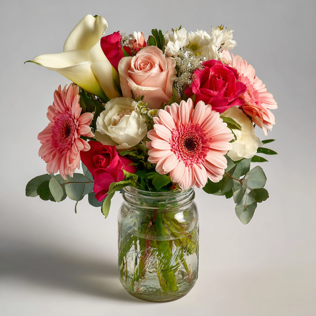 Vintage Bouquet in Mason Jar
