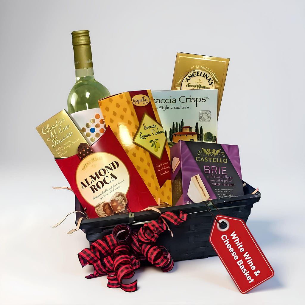 Gourmet White Wine and Cheese Gift Basket
