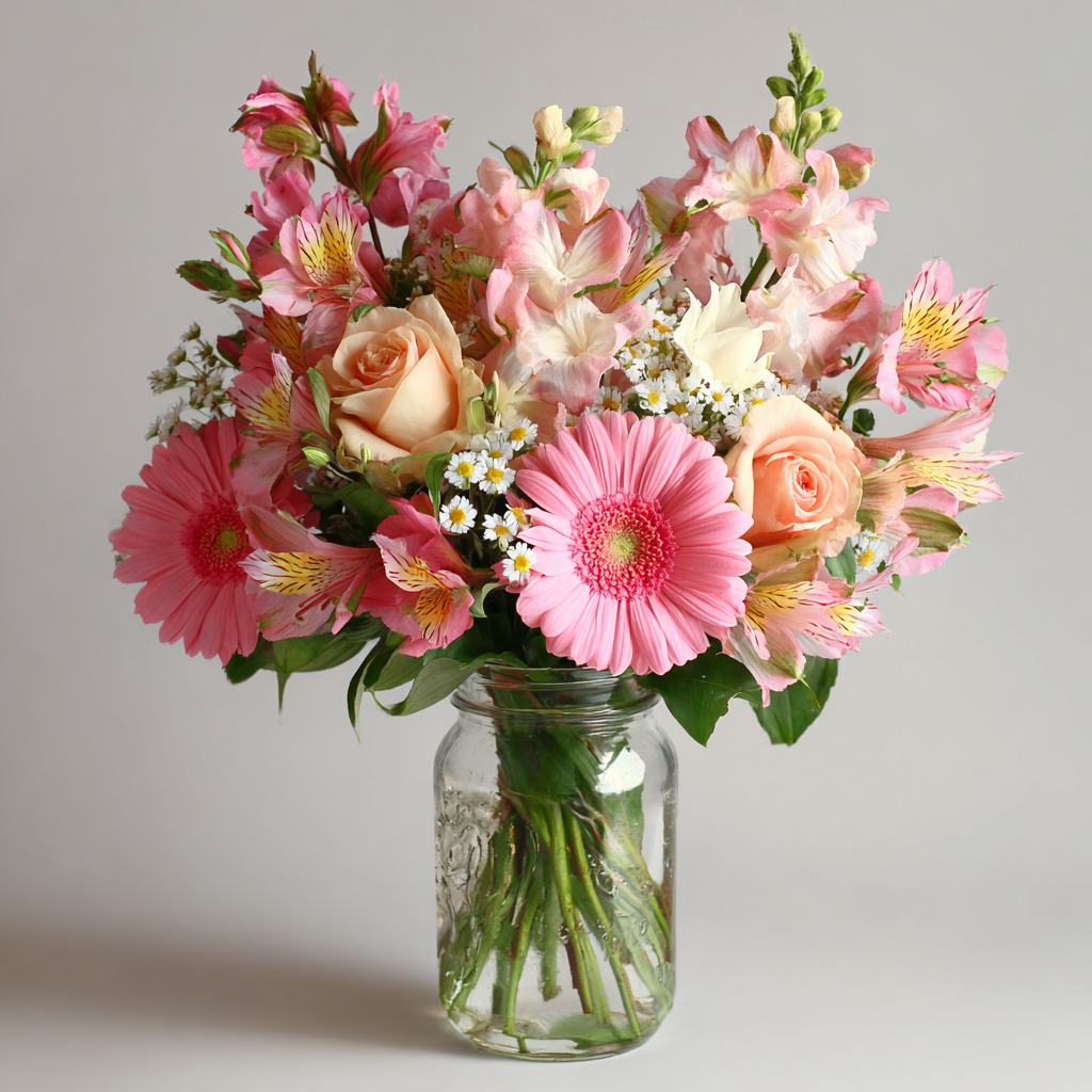 Warm Toned Bouquet in Mason Jar