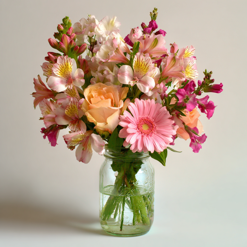 Warm Toned Bouquet in Mason Jar