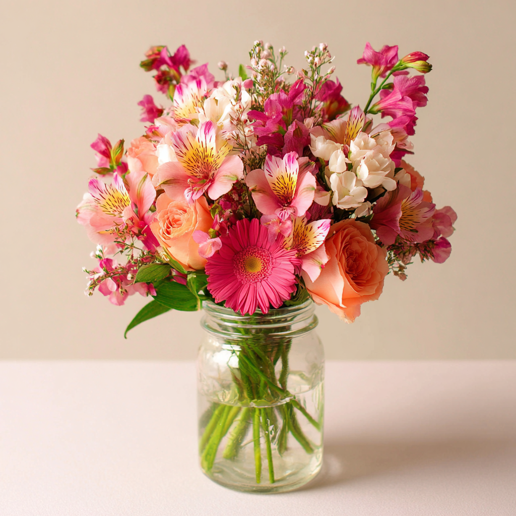 Warm Toned Bouquet in Mason Jar