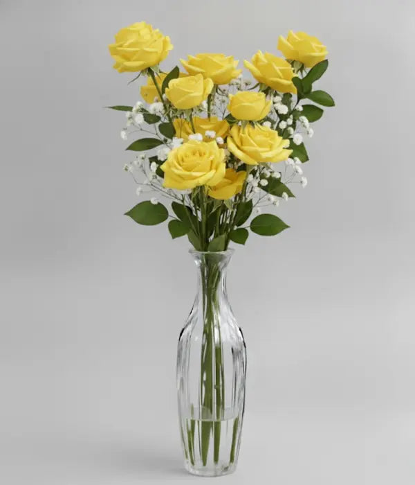 Sunshine Yellow Spray Rose in a Bud Vase Send Blooms