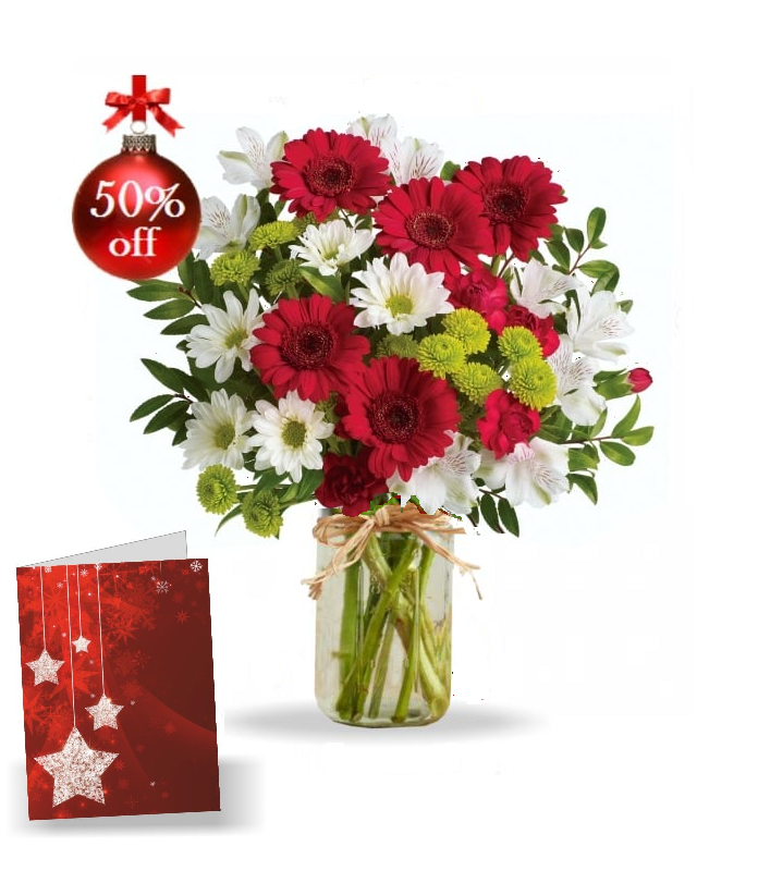 Christmas Celebration Bouquet in a Mason Jar
