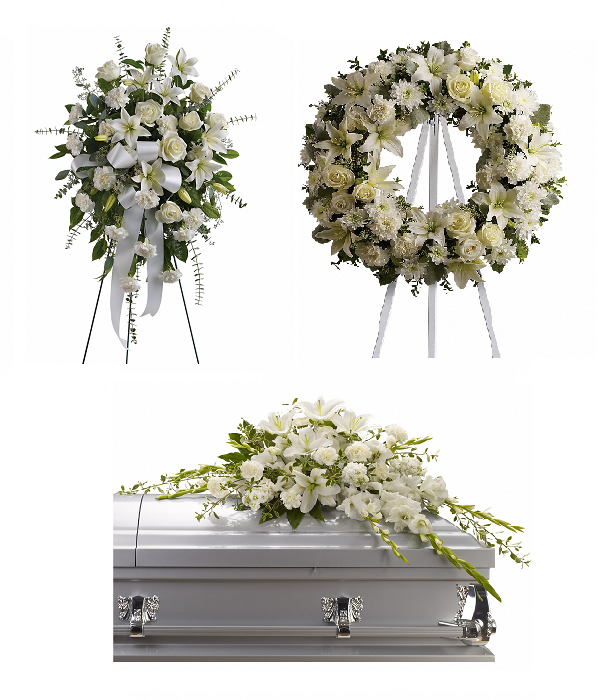 White Floral Funeral Arrangement Package