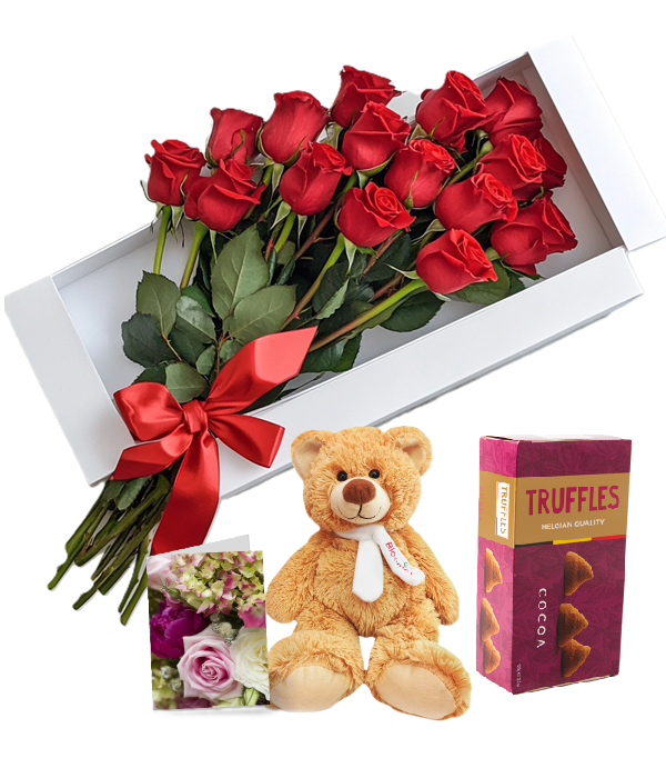 A dozen roses in a gift box - special savings