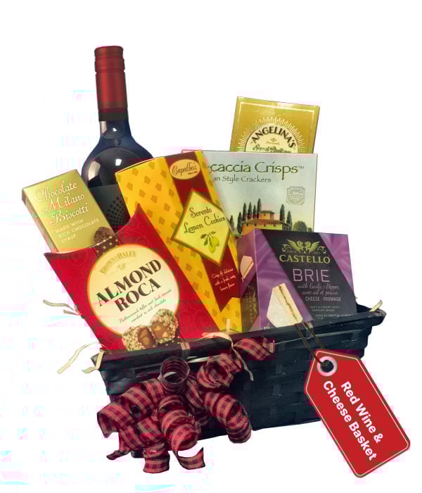Gourmet Red Wine and Cheese Gift Basket