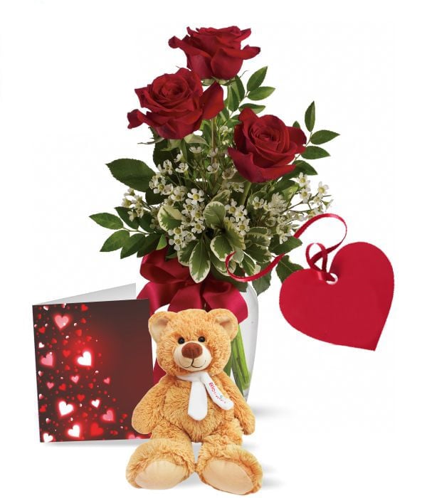 Romantic Roses & Teddy Bear Gift Set