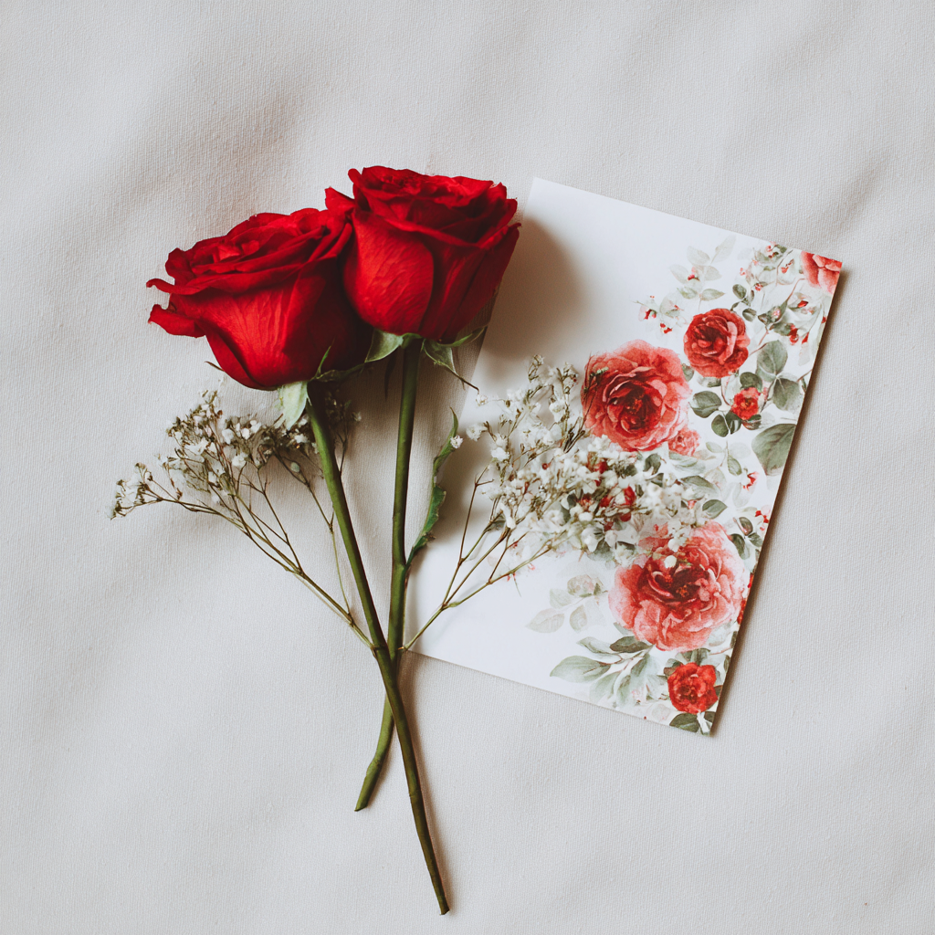 Solo Red Rose & Card